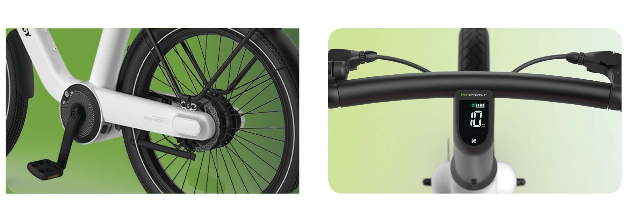 Koło roweru oraz kierownica z wyświetlaczem modelu C102